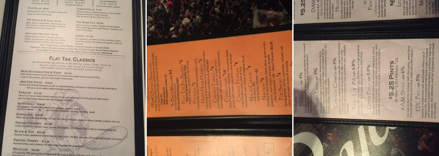 Flat Tail Brewing Menu