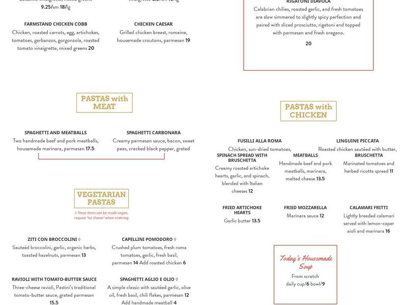 Pastini Menu