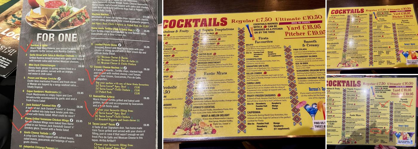 Tacos Locos Menu
