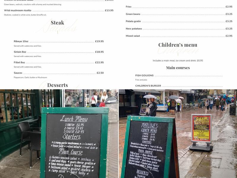 Marlowe's Restaurant Menu