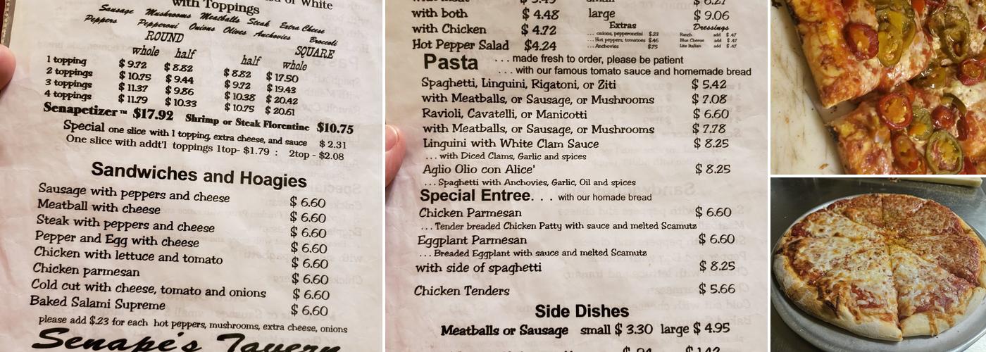 Senape's Tavern Pizza Menu