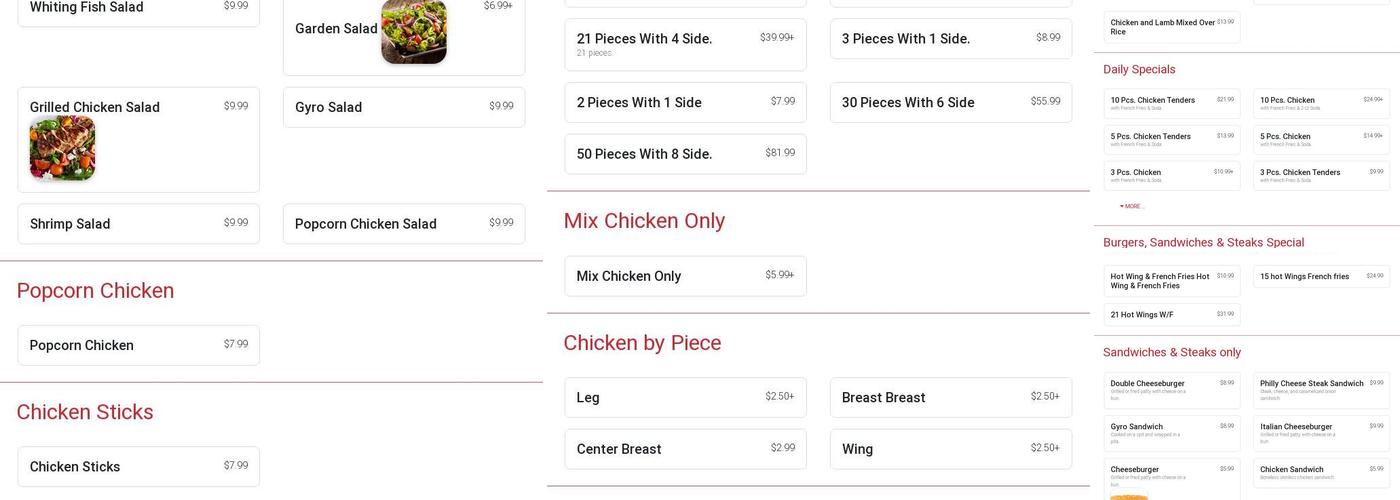 Crown Fried Chicken Menu