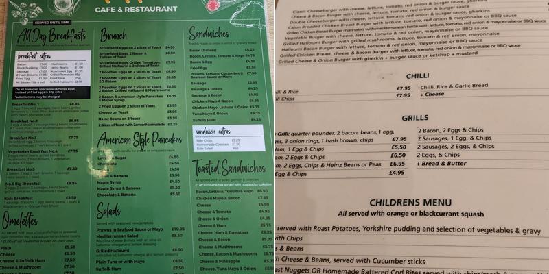 Huffers Cafe & Restaurant Menu