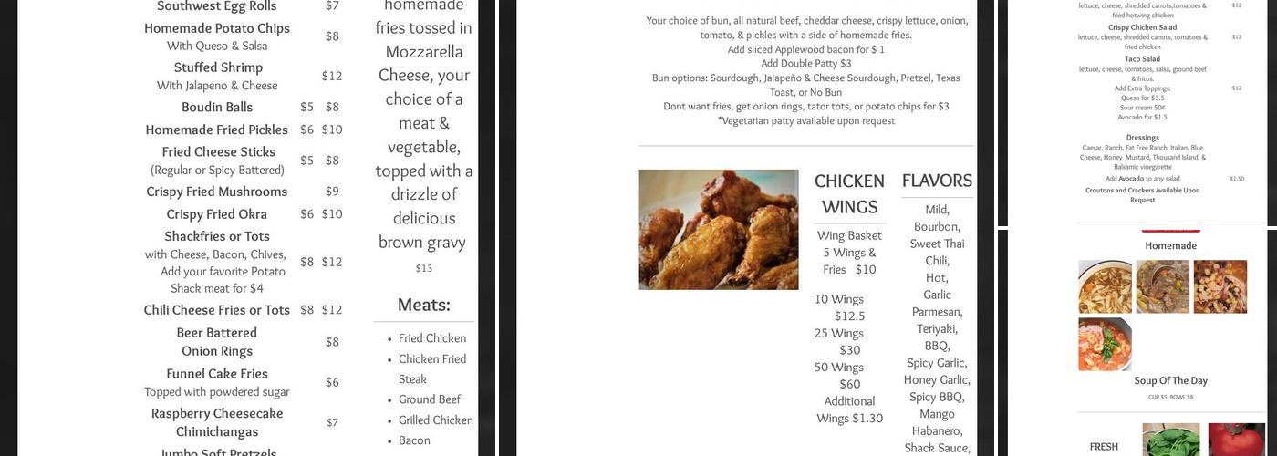Potato Shack Menu