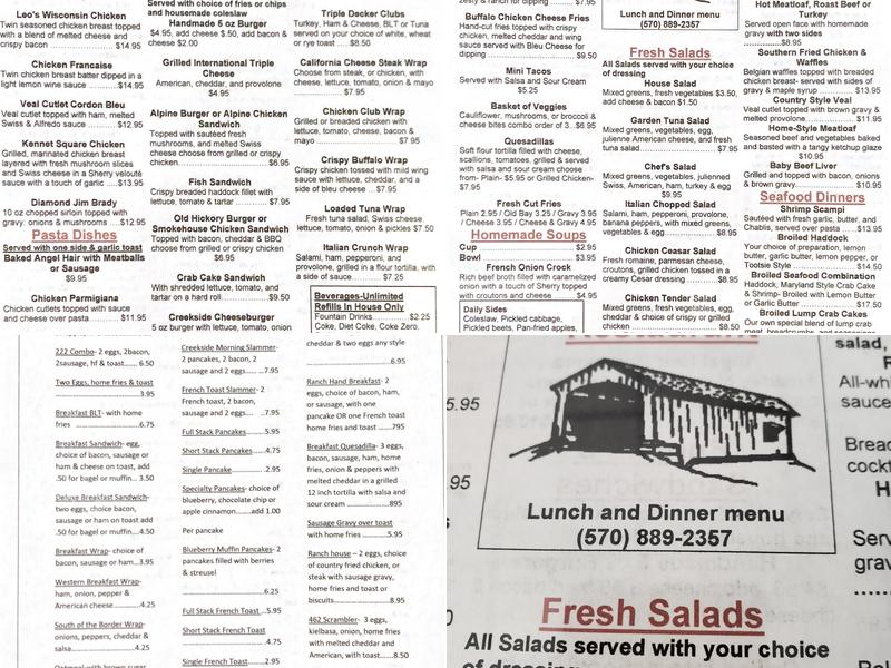 Creekside Restaurant Menu