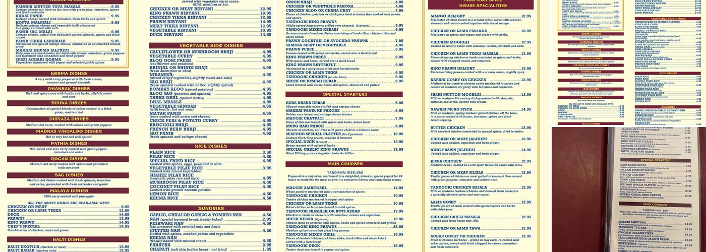 Mon Mon Spice Menu