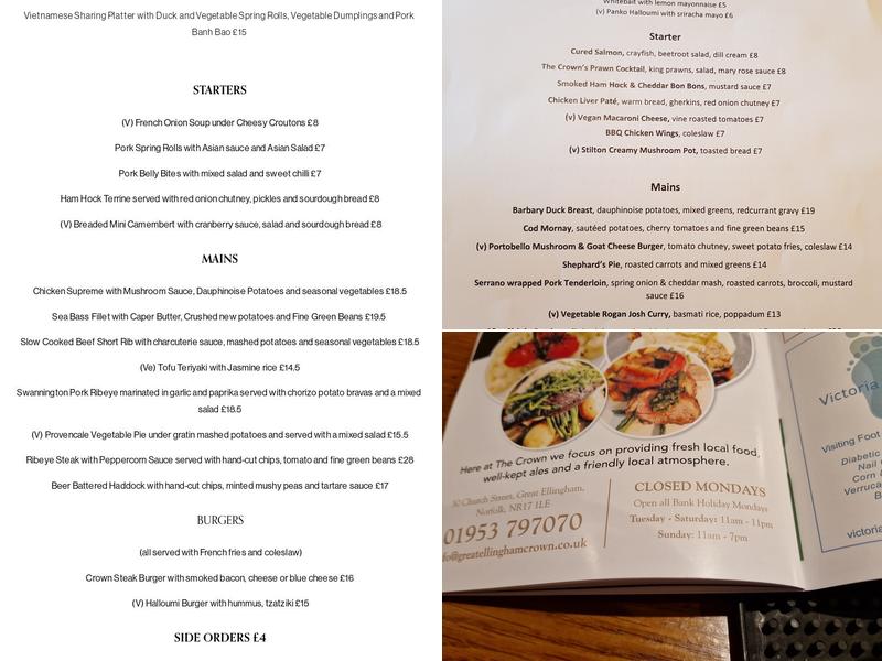 Crown at Great Ellingham Menu