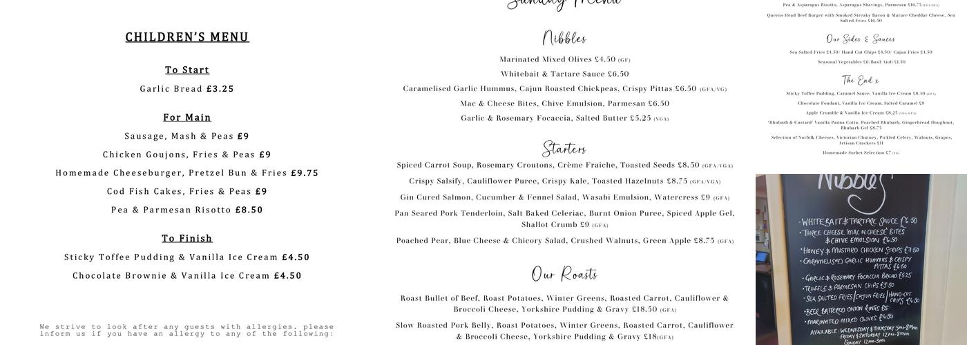 The Queens Head Menu