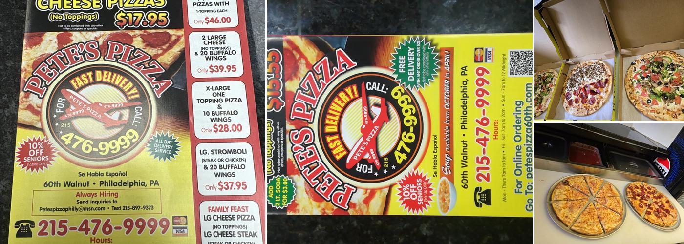 Pete's Pizza Menu