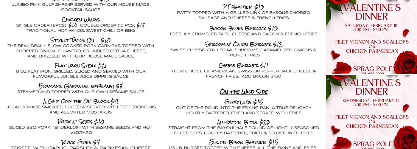 Sprag Pole Restaurant & Inn Menu