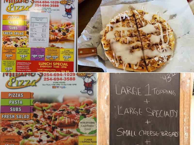 Milano's Pizza Whitney TX Menu