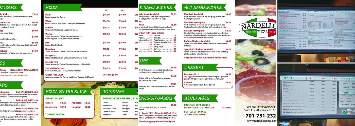 Nardello's Pizza Menu