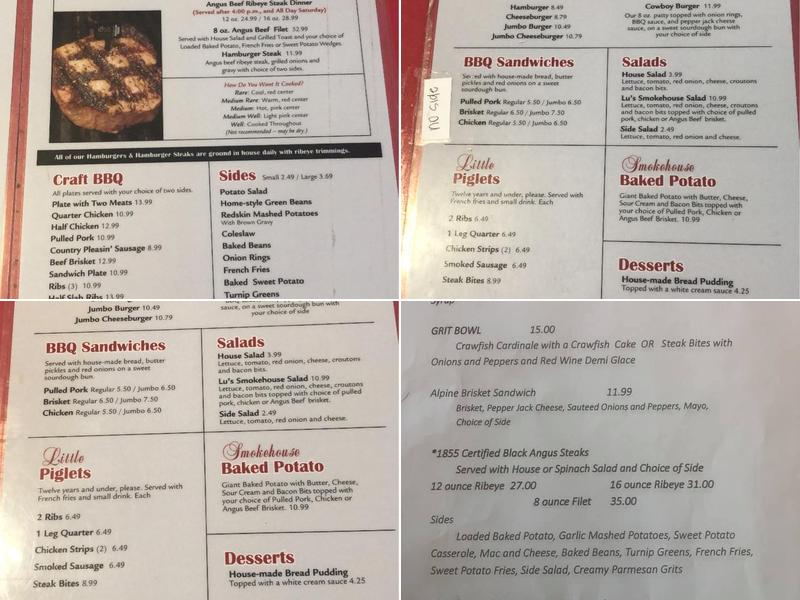 Dean's Smokehouse Menu