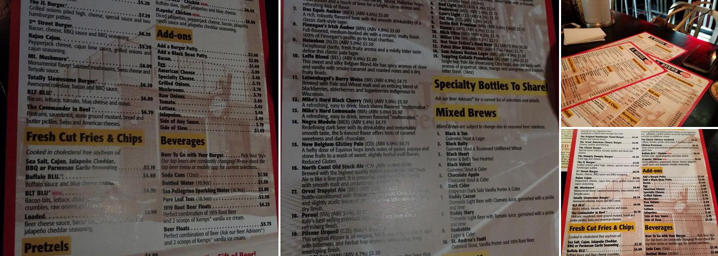 JL Beers Menu