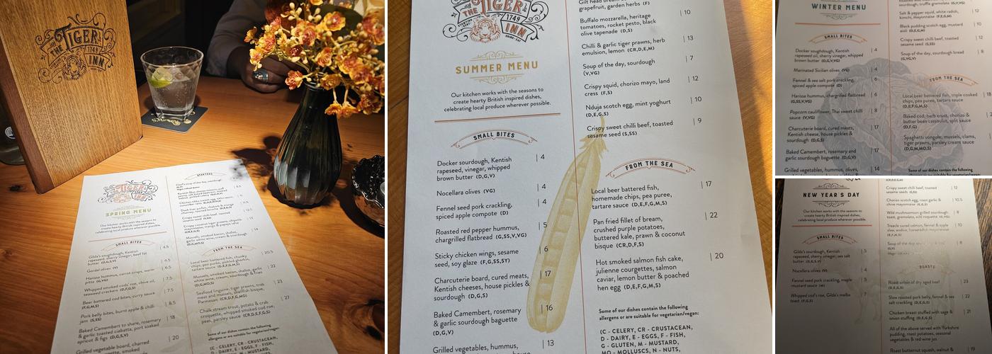 The Tiger Inn Menu