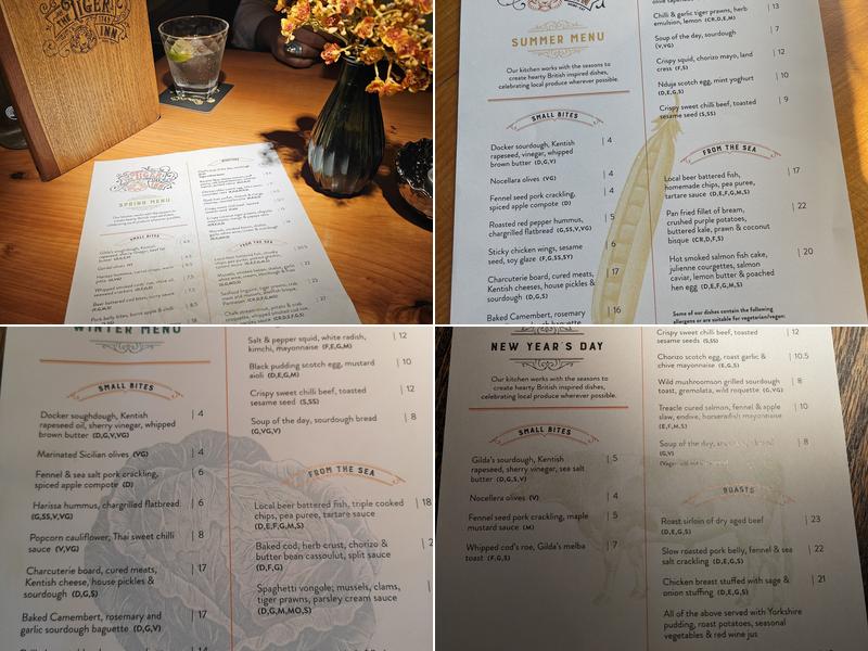 The Tiger Inn Menu