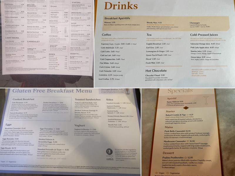 Côte Canterbury Menu