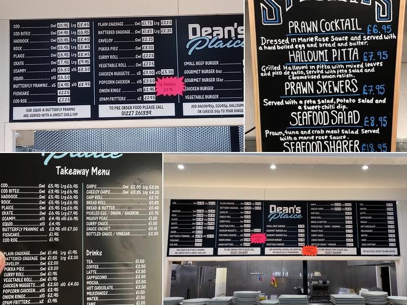 Dean's Plaice Menu