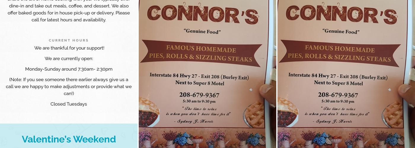 Connor's Cafe Menu