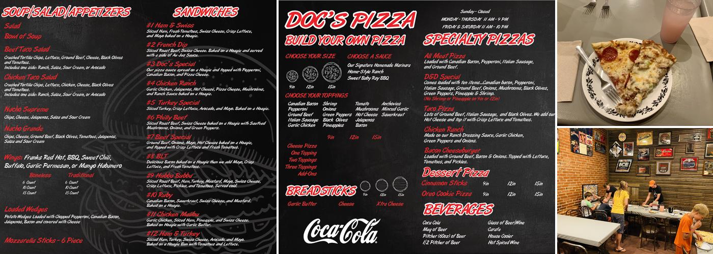 Doc's Pizza Menu