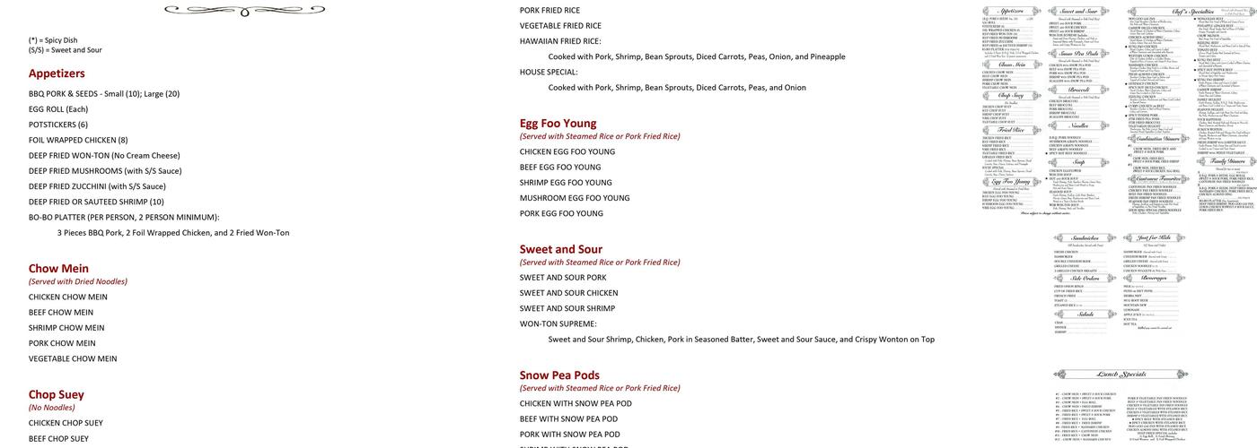 Shon Hing Restaurant Menu
