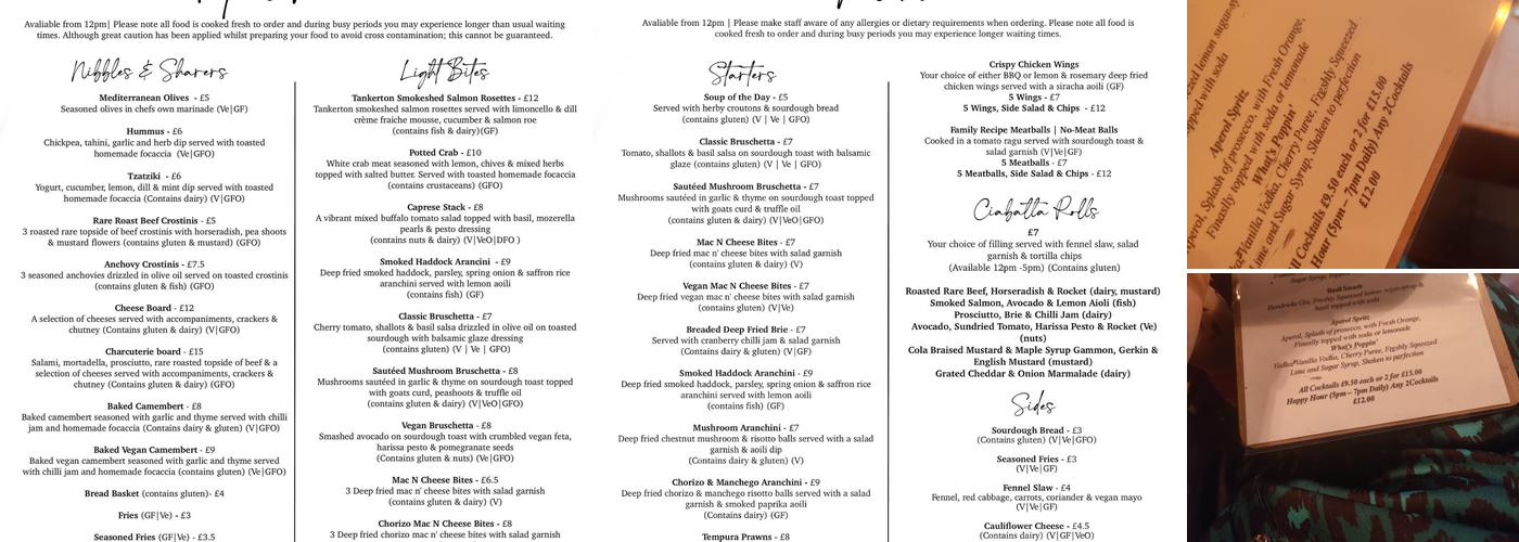 Thirty Nine Whitstable Menu