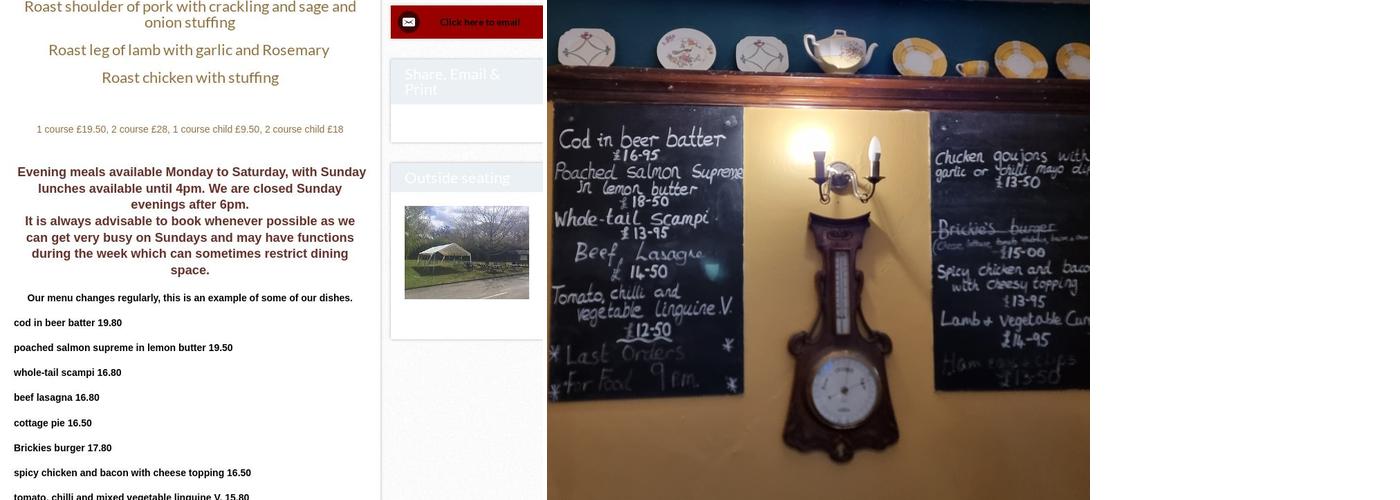 Bricklayers Arms Menu