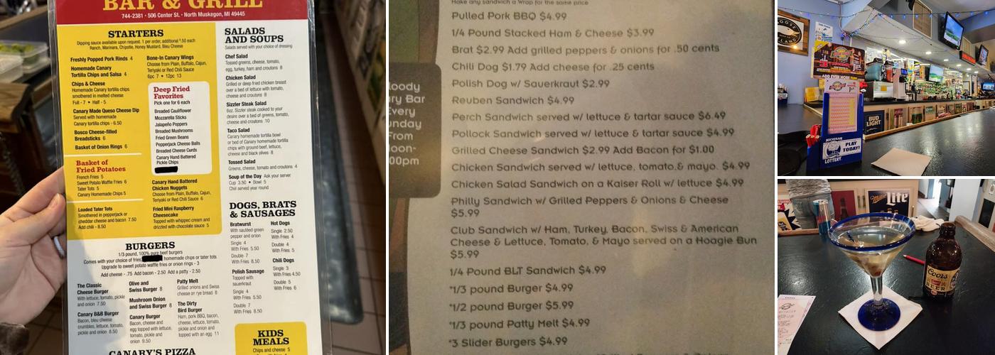 Canary Inn Bar & Grill Menu