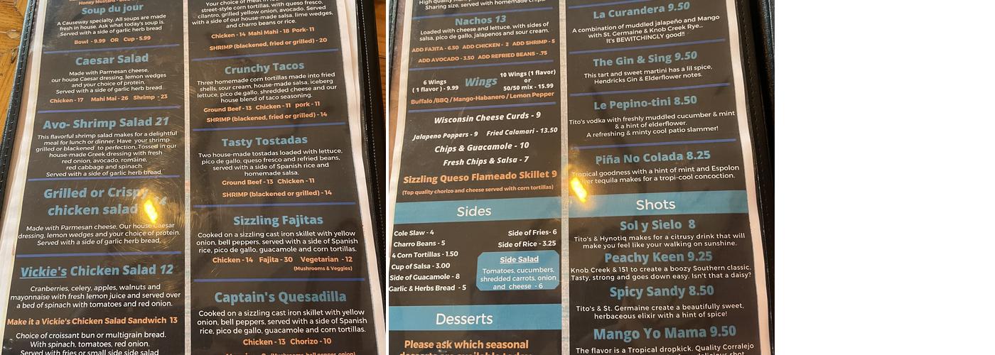 Causeway Bar & Grill Menu
