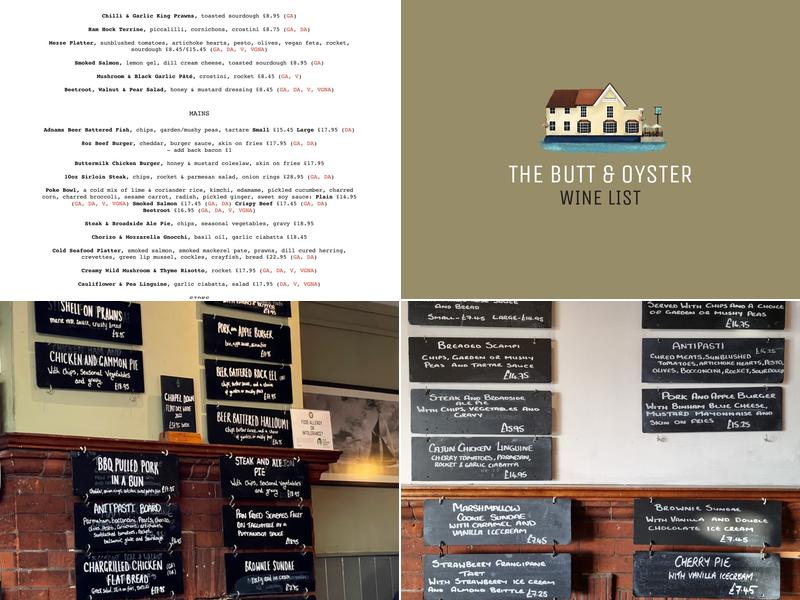 The Butt & Oyster Menu
