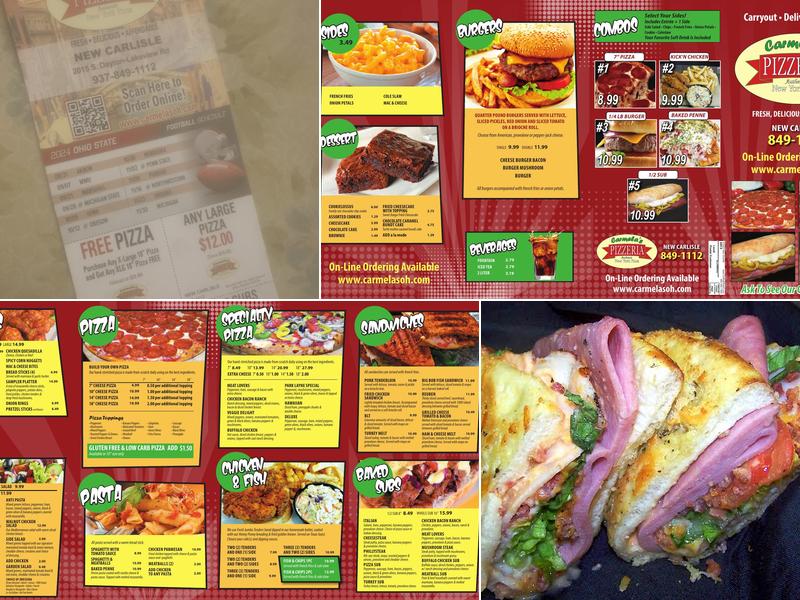 Carmelas Pizzeria Menu