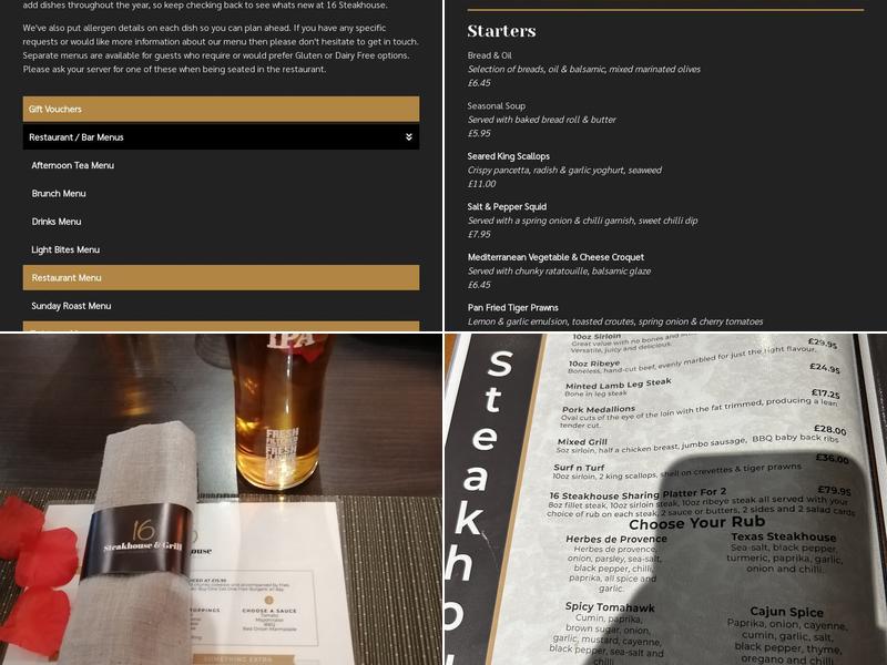 16 Steakhouse Menu