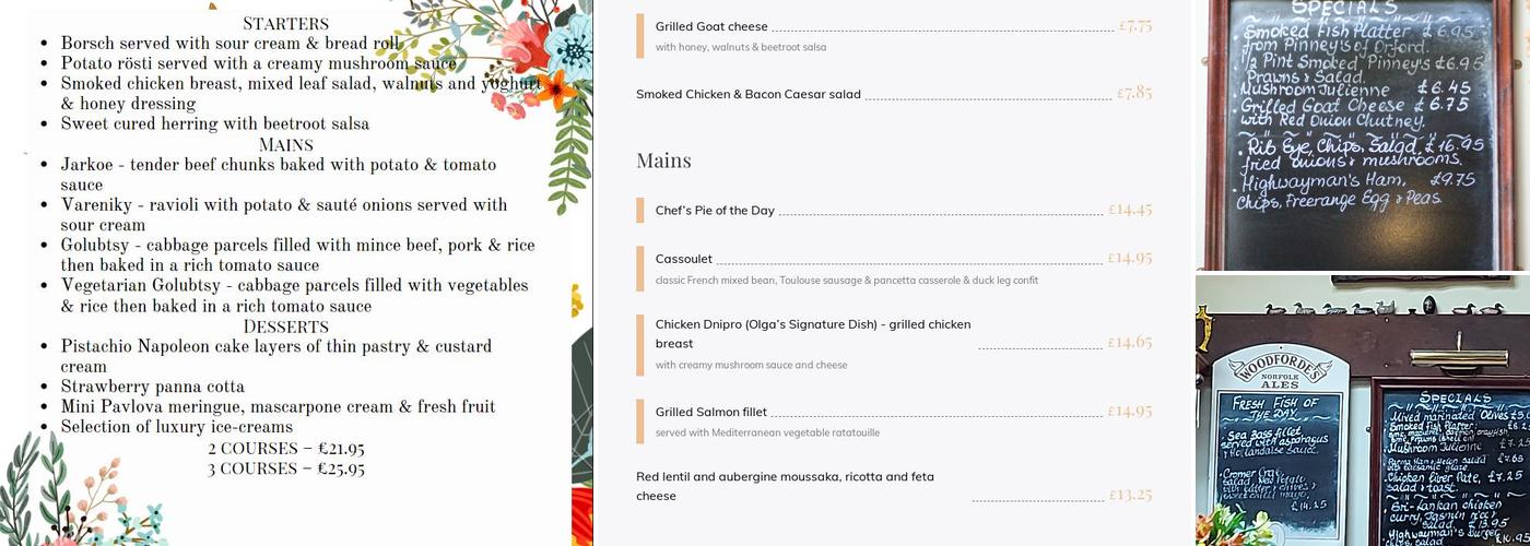 The Highwayman Pub & Restaurant Menu