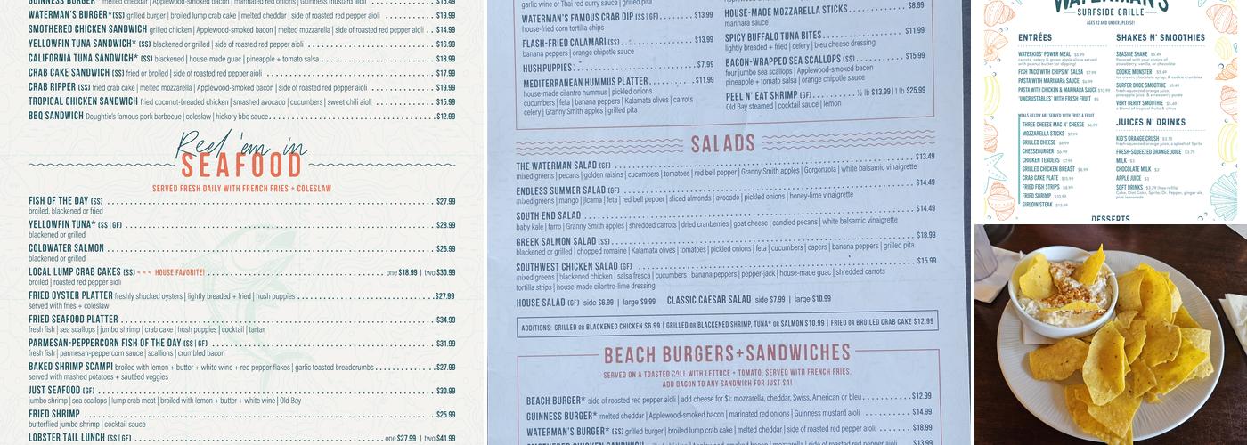 Waterman's Surfside Grille Menu