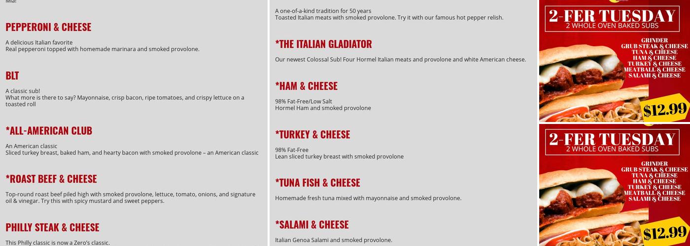 Zero's Subs Menu