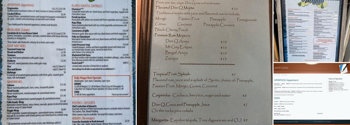 Mojito Cafe Menu