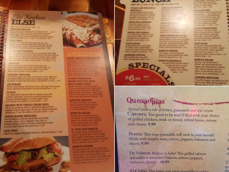 El Taco Loco Mexican Restaurant Menu