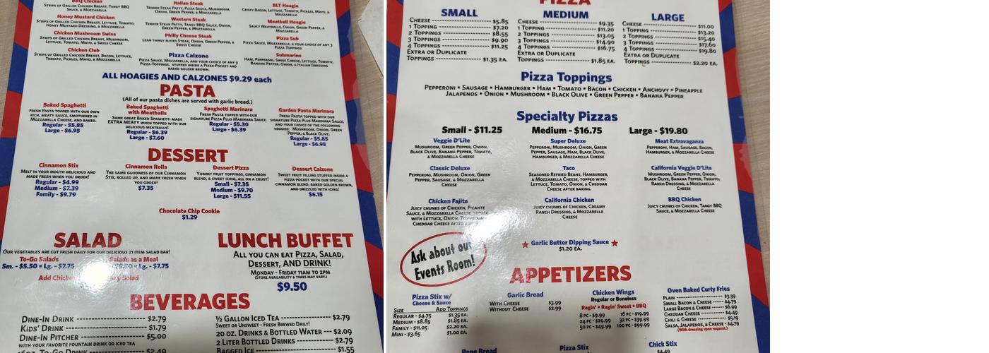 Pizza Plus Menu
