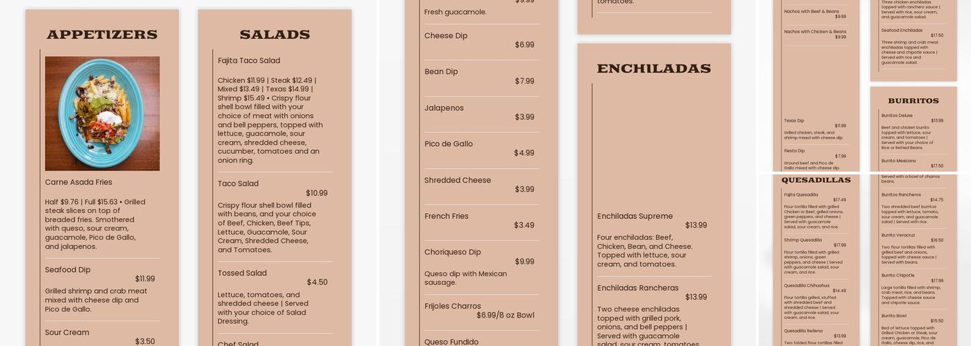 El Azteca Menu