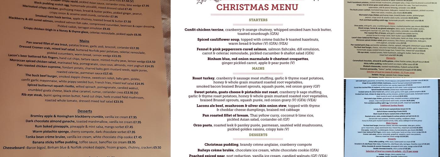 The Honingham Buck Menu