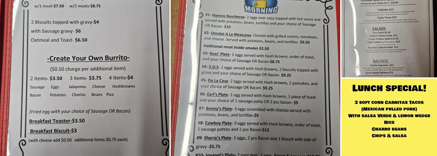 Ray Ray's Menu