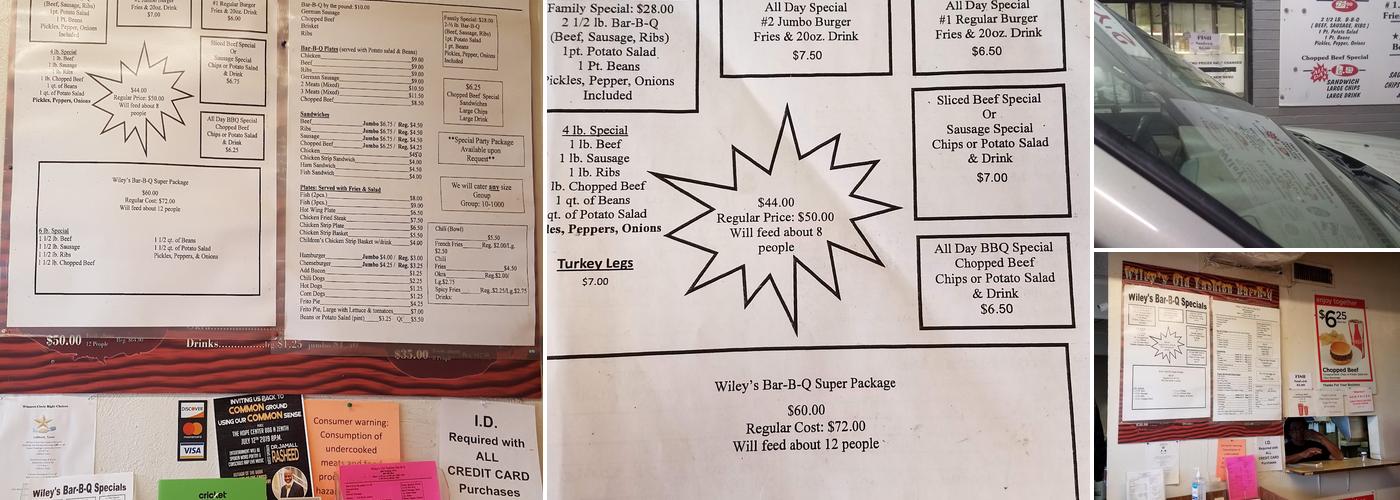 Wiley's Bar-B-Que Menu