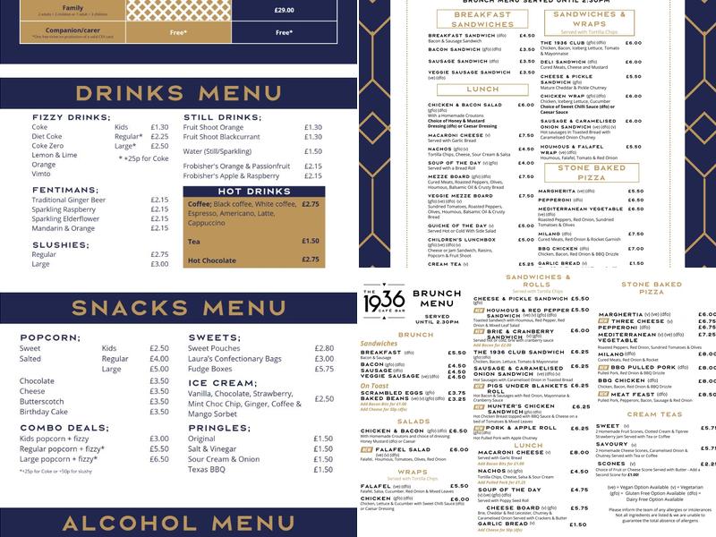 1936 Cafe Bar Menu