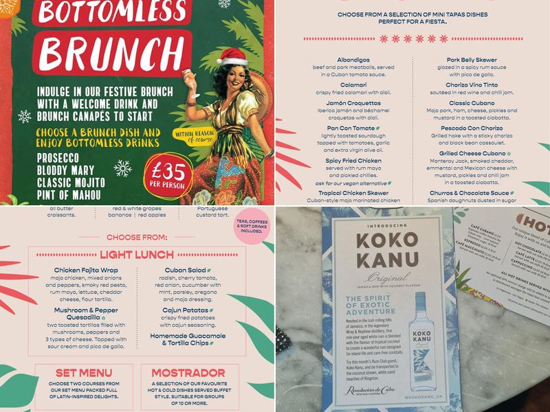 Revolución de Cuba Norwich Menu