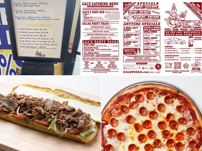 Cal'z Pizza, Subs, & Wings Hampton Blvd. Menu