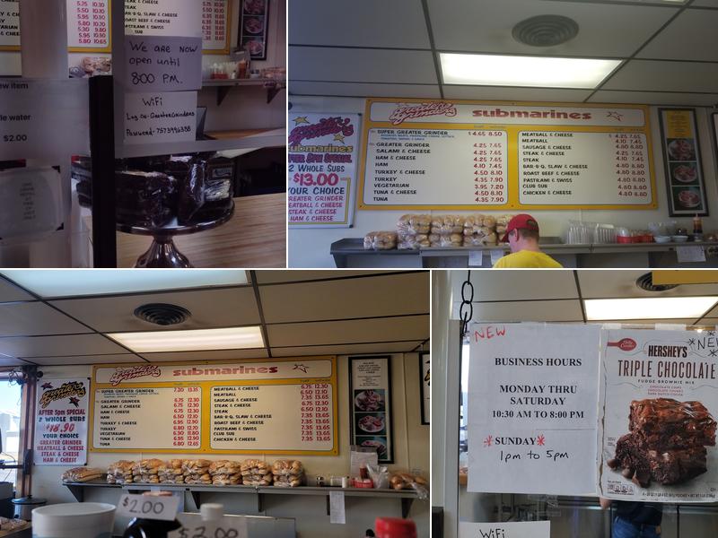 Greater Grinders Submarines Menu