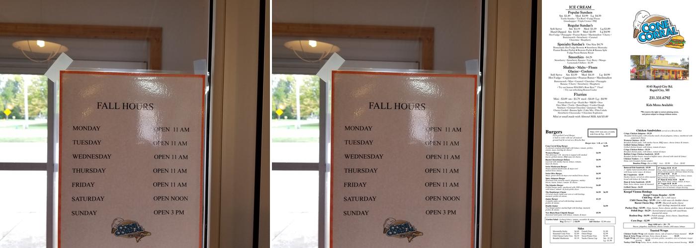 Cone Corral & Pizzeria Menu