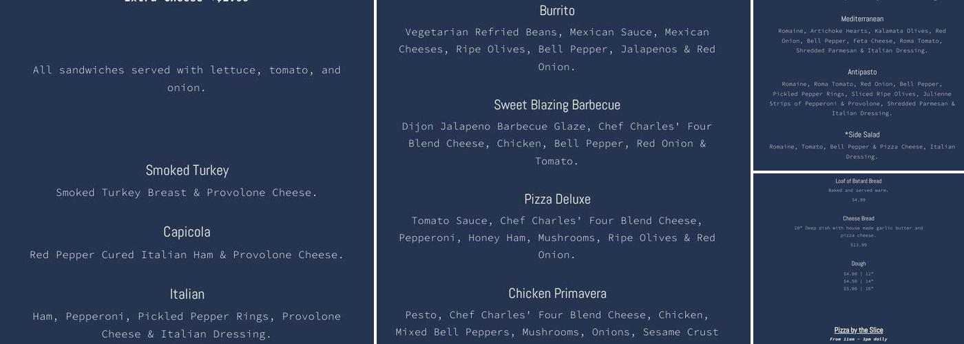 Chef Charles’ Menu