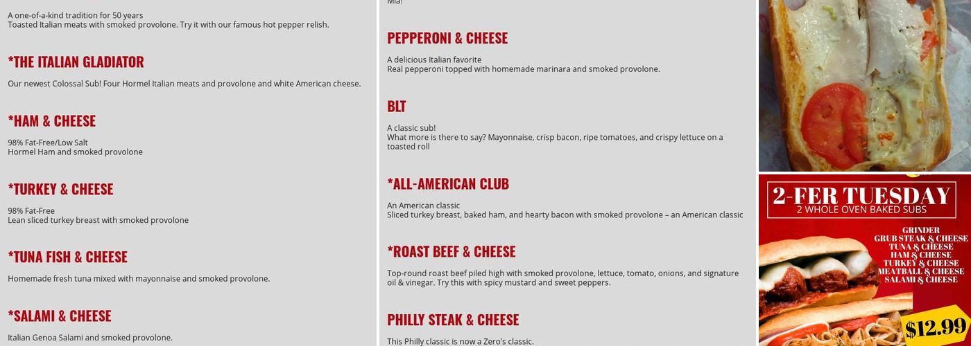 Zero's Subs Menu
