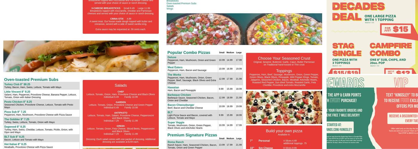A. Papano's Pizza - Kingsley Menu